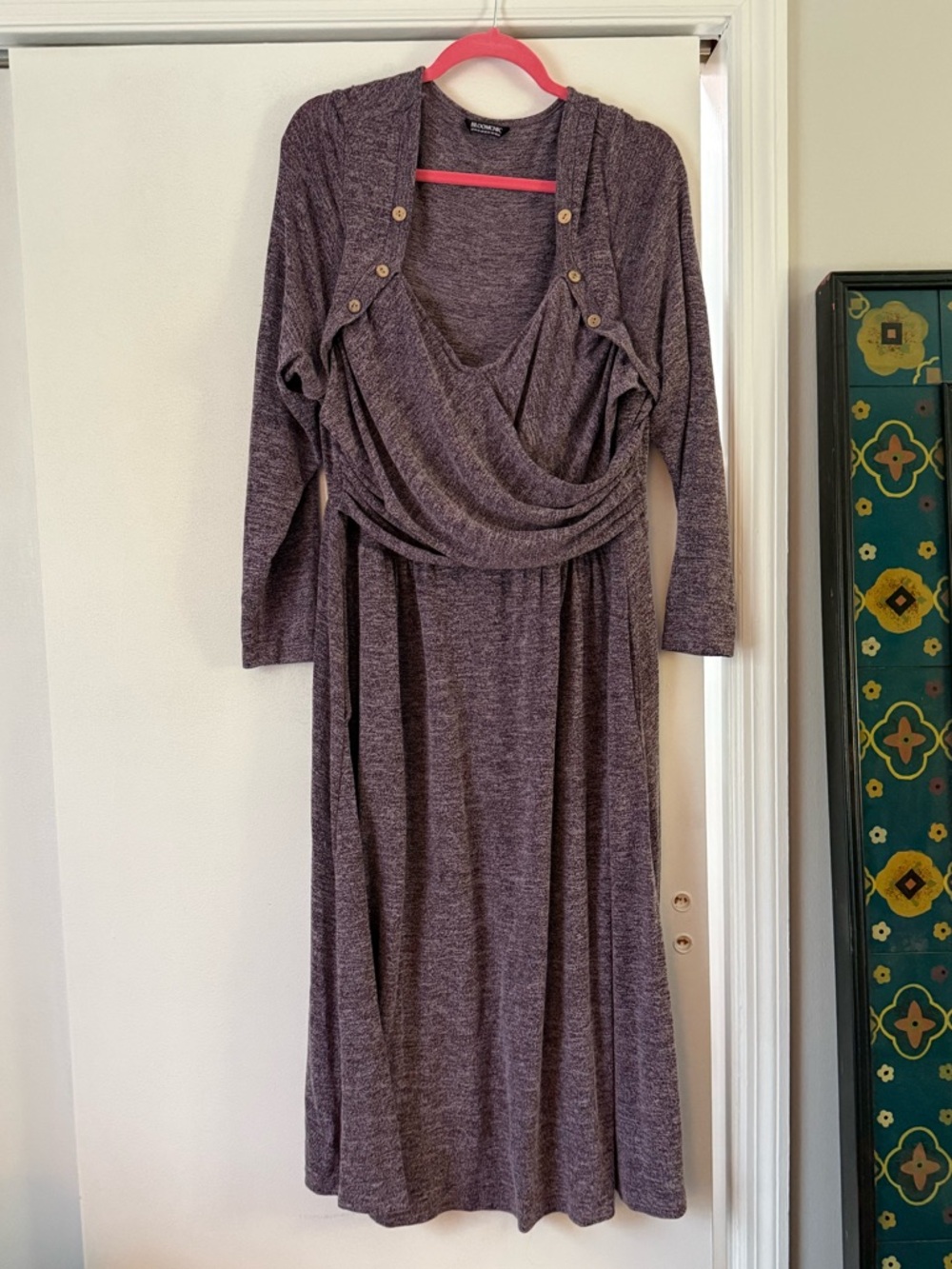 BloomChic Purple Stretch Knit Dress with Button Detail